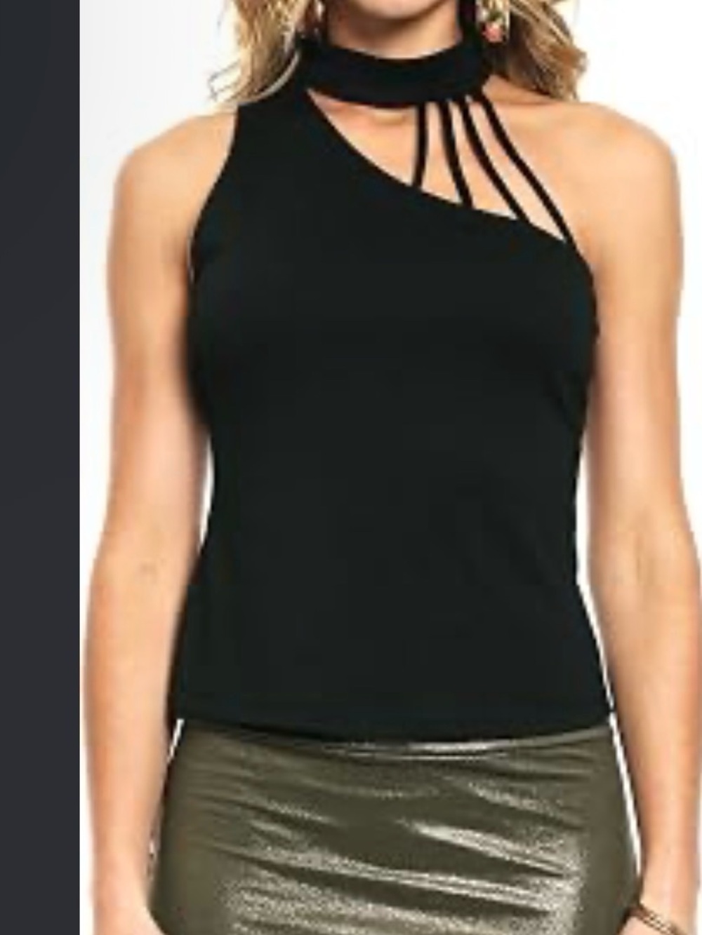 Guess Black Multi-Strap One-Shoulder Camisole